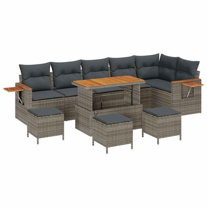 Set Divano da Giardino con cuscino 12 pcs Grigio polyrattan