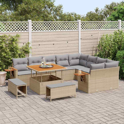Set Divano da Giardino 13 pcs Beige e Grigio Chiaro polyrattan