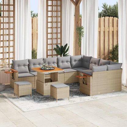 Set Divano da Giardino 13 pcs Beige e Grigio Chiaro polyrattan