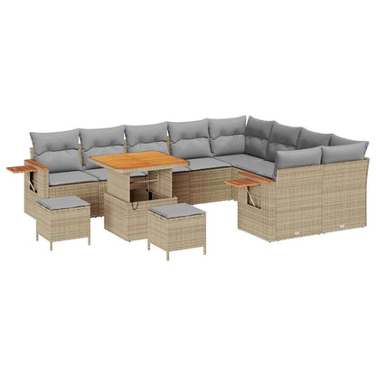 Set Divano da Giardino 13 pcs Beige e Grigio Chiaro polyrattan