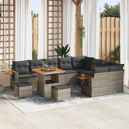 Set Divano da Giardino con cuscino 13 pcs Grigio polyrattan