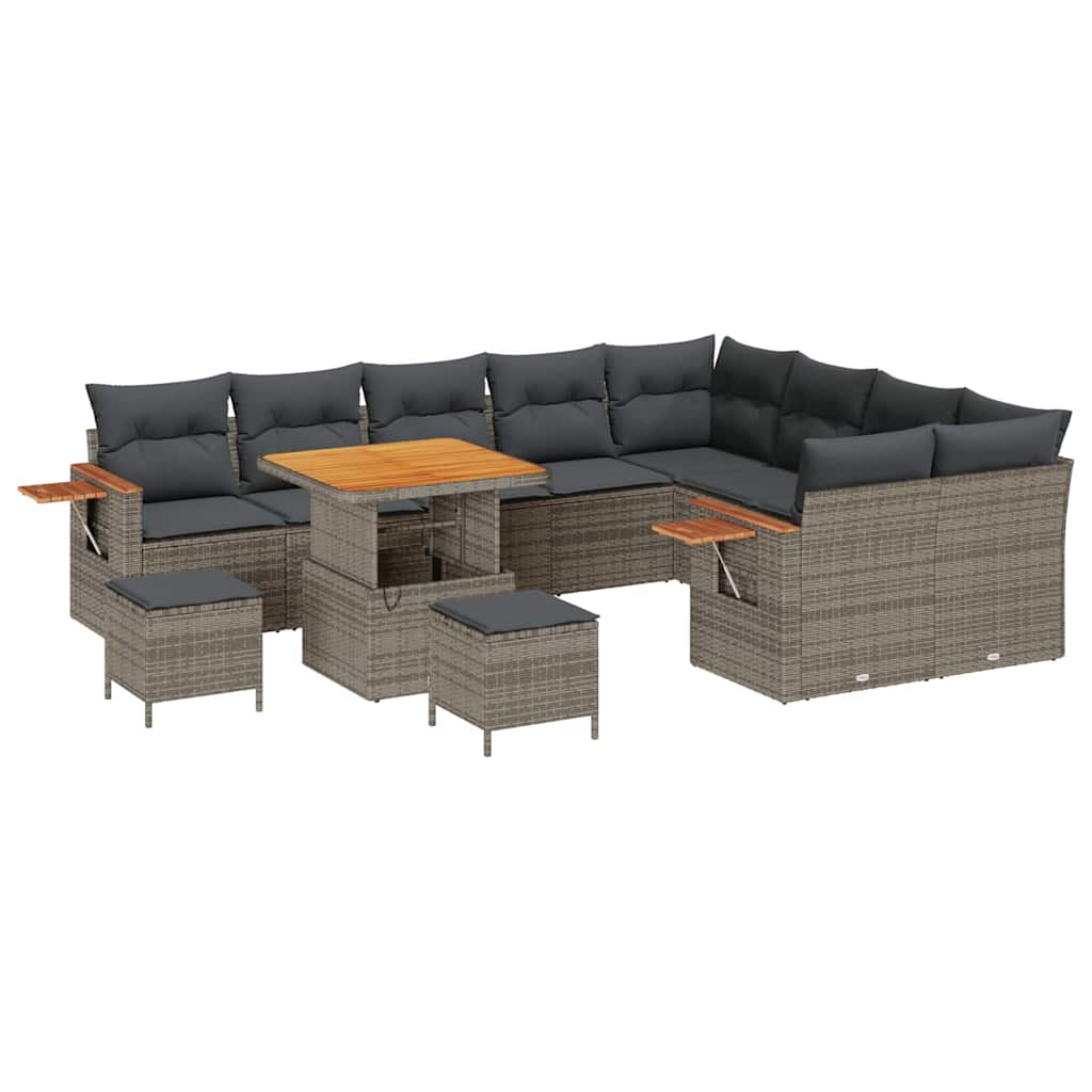 Set Divano da Giardino con cuscino 13 pcs Grigio polyrattan