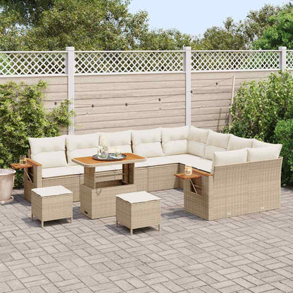 Set Divano da Giardino 13 pcs Beige e Crema polyrattan