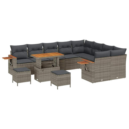 Set Divano da Giardino con cuscino 13 pcs Grigio polyrattan