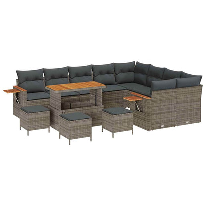 Set Divano da Giardino con cuscino 14 pcs Grigio polyrattan