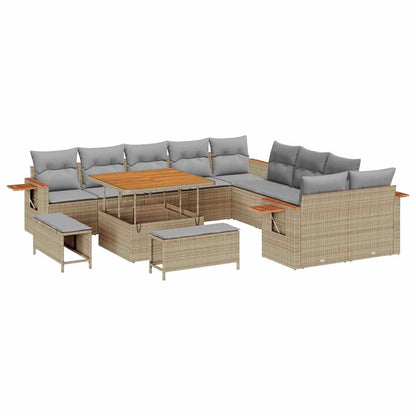 Set Divano da Giardino 17 pcs Beige e Grigio Chiaro polyrattan