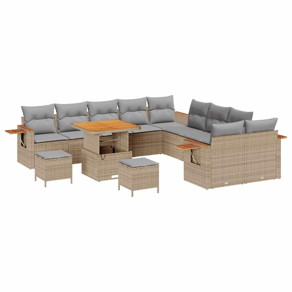 Set Divano da Giardino 17 pcs Beige e Grigio Chiaro polyrattan