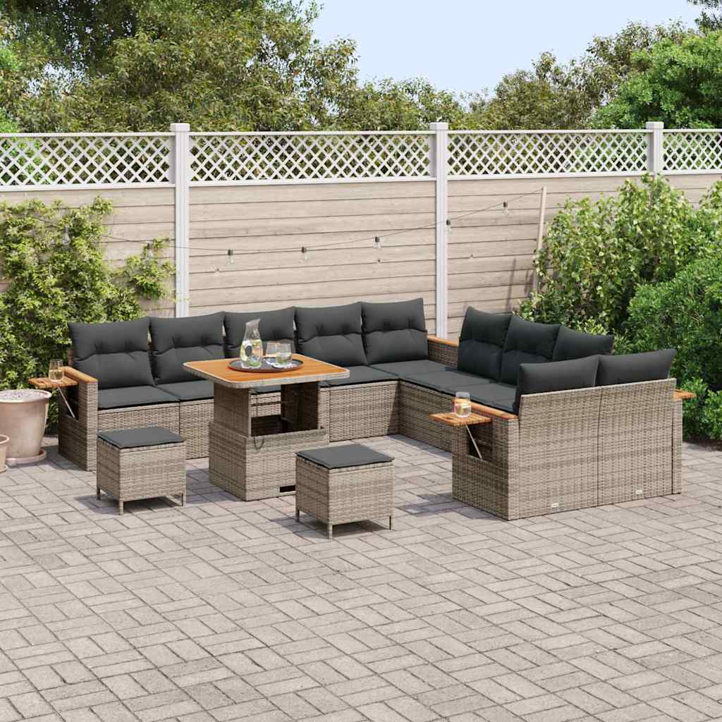 Set Divano da Giardino con cuscino 17 pcs Grigio polyrattan