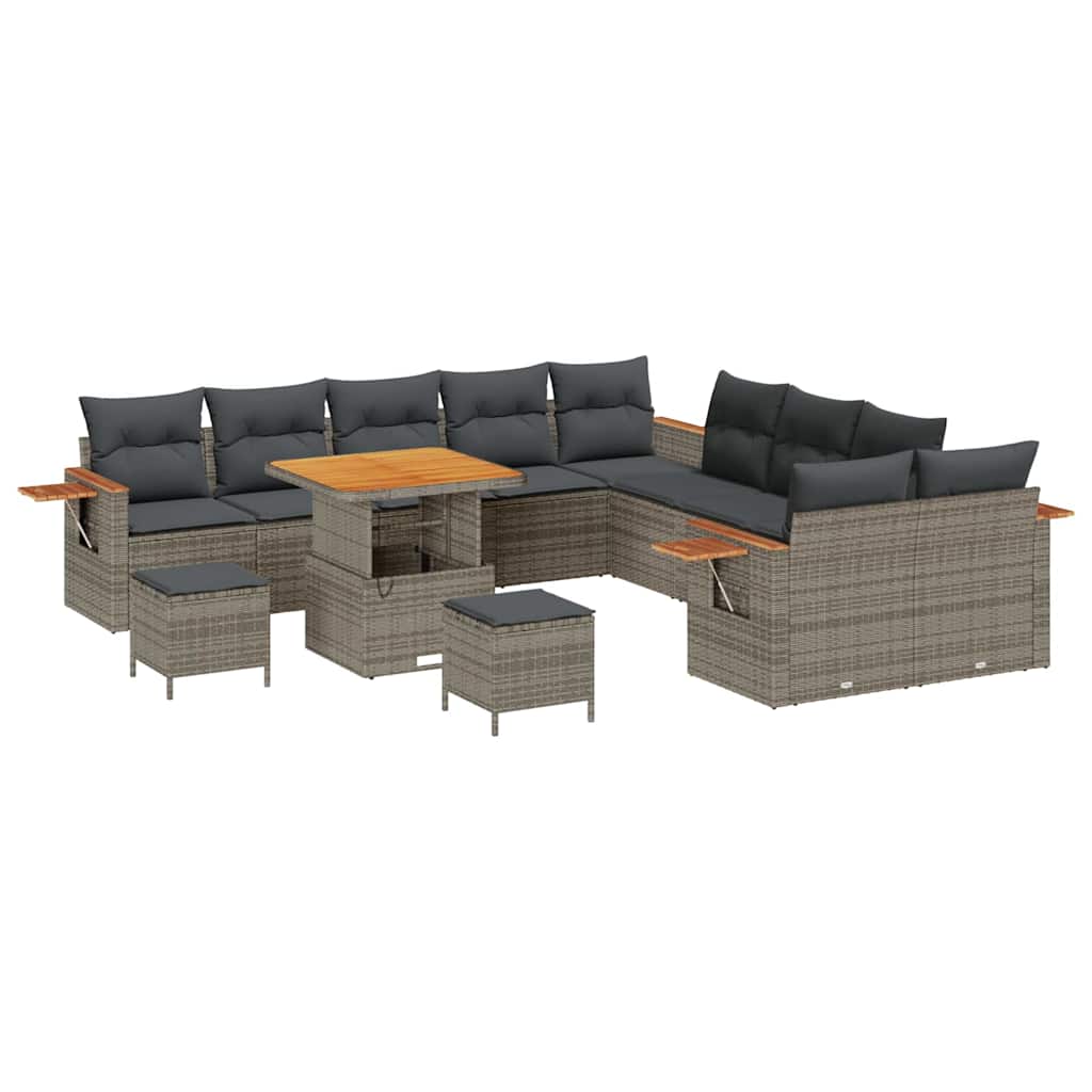 Set Divano da Giardino con cuscino 17 pcs Grigio polyrattan
