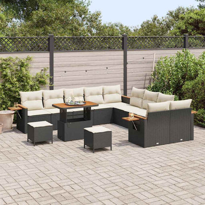 Set Divano da Giardino 17 pcs Nero e Crema polyrattan