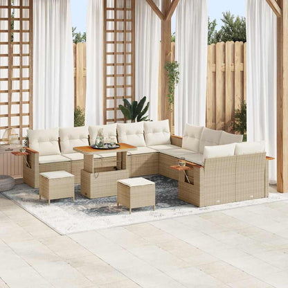 Set Divano da Giardino 17 pcs Beige e Crema polyrattan