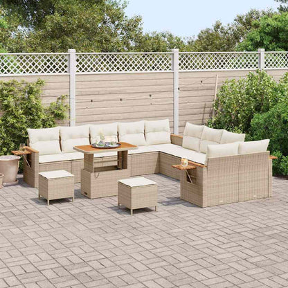 Set Divano da Giardino 17 pcs Beige e Crema polyrattan