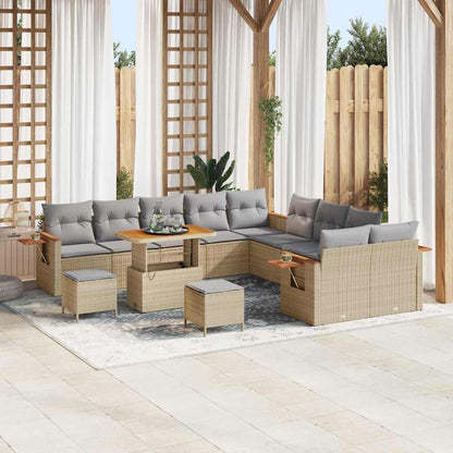 Set Divano da Giardino 17 pcs Beige e Grigio Chiaro polyrattan