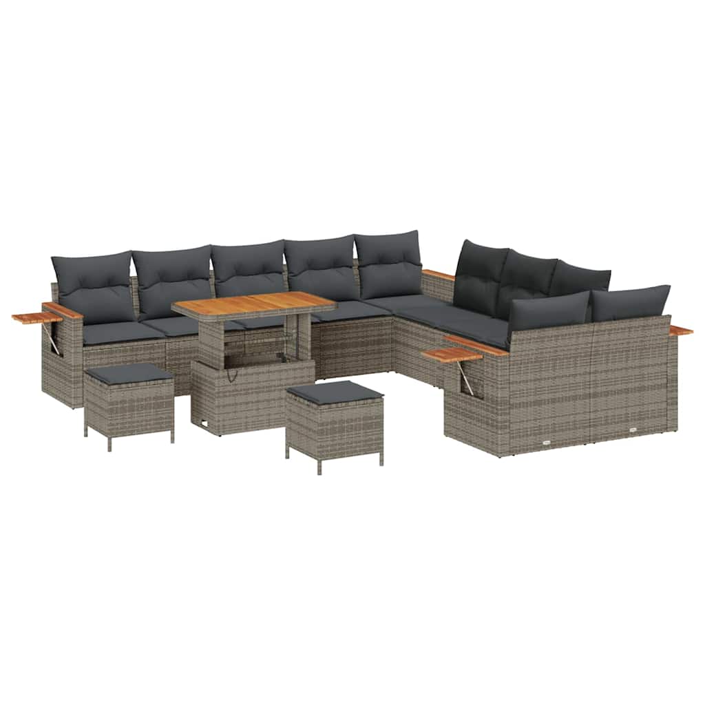 Set Divano da Giardino con cuscino 17 pcs Grigio polyrattan