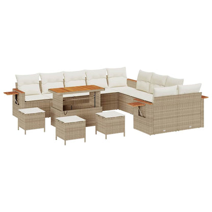 Set Divano da Giardino 18 pcs Beige e Crema polyrattan