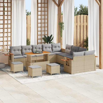 Set Divano da Giardino 18 pcs Beige e Grigio Chiaro polyrattan
