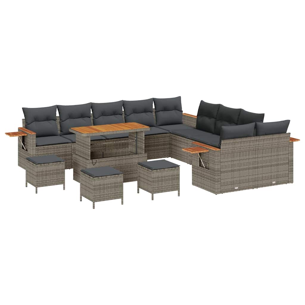 Set Divano da Giardino con cuscino 18 pcs Grigio polyrattan