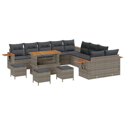 Set Divano da Giardino con cuscino 18 pcs Grigio polyrattan