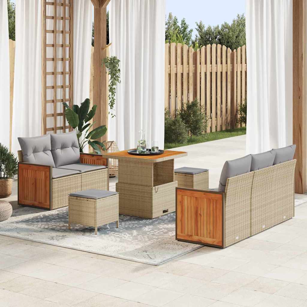 Set Divano da Giardino 10 pcs beige e grigio chiaro polyrattan