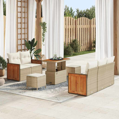 Set Divano da Giardino 10 pcs Beige e Crema polyrattan