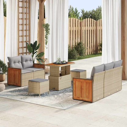 Set Divano da Giardino 10 pcs beige e grigio chiaro polyrattan