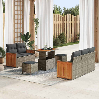 Set Divano da Giardino con cuscino 10 pcs Grigio polyrattan