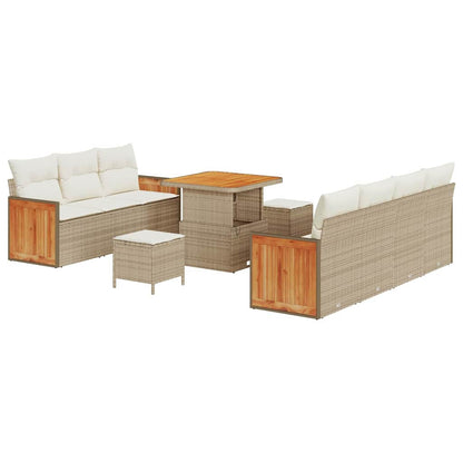 Set Divano da Giardino 13 pcs Beige e Crema polyrattan
