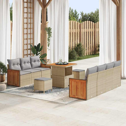 Set Divano da Giardino 13 pcs Beige e Grigio Chiaro polyrattan