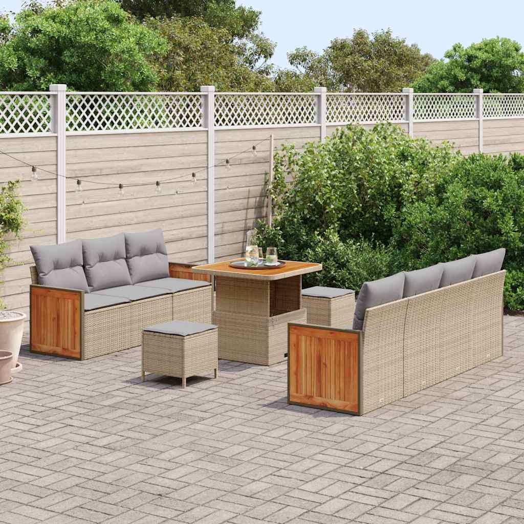 Set Divano da Giardino 13 pcs Beige e Grigio Chiaro polyrattan