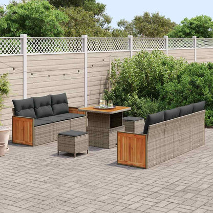 Set Divano da Giardino con cuscino 13 pcs Grigio polyrattan