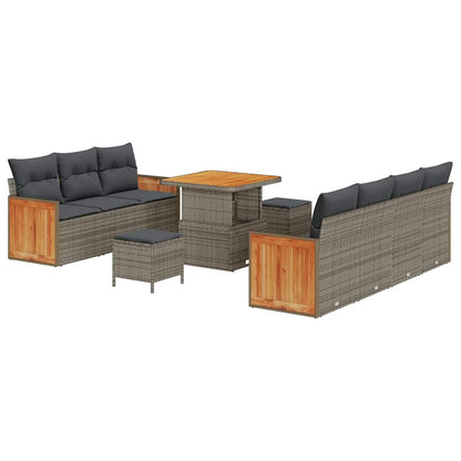 Set Divano da Giardino con cuscino 13 pcs Grigio polyrattan