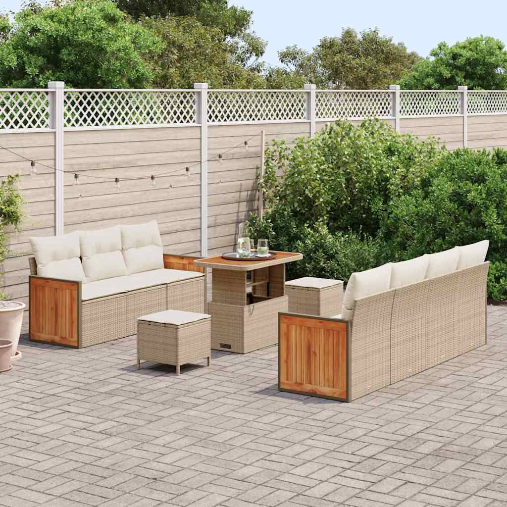 Set Divano da Giardino 13 pcs Beige e Crema polyrattan