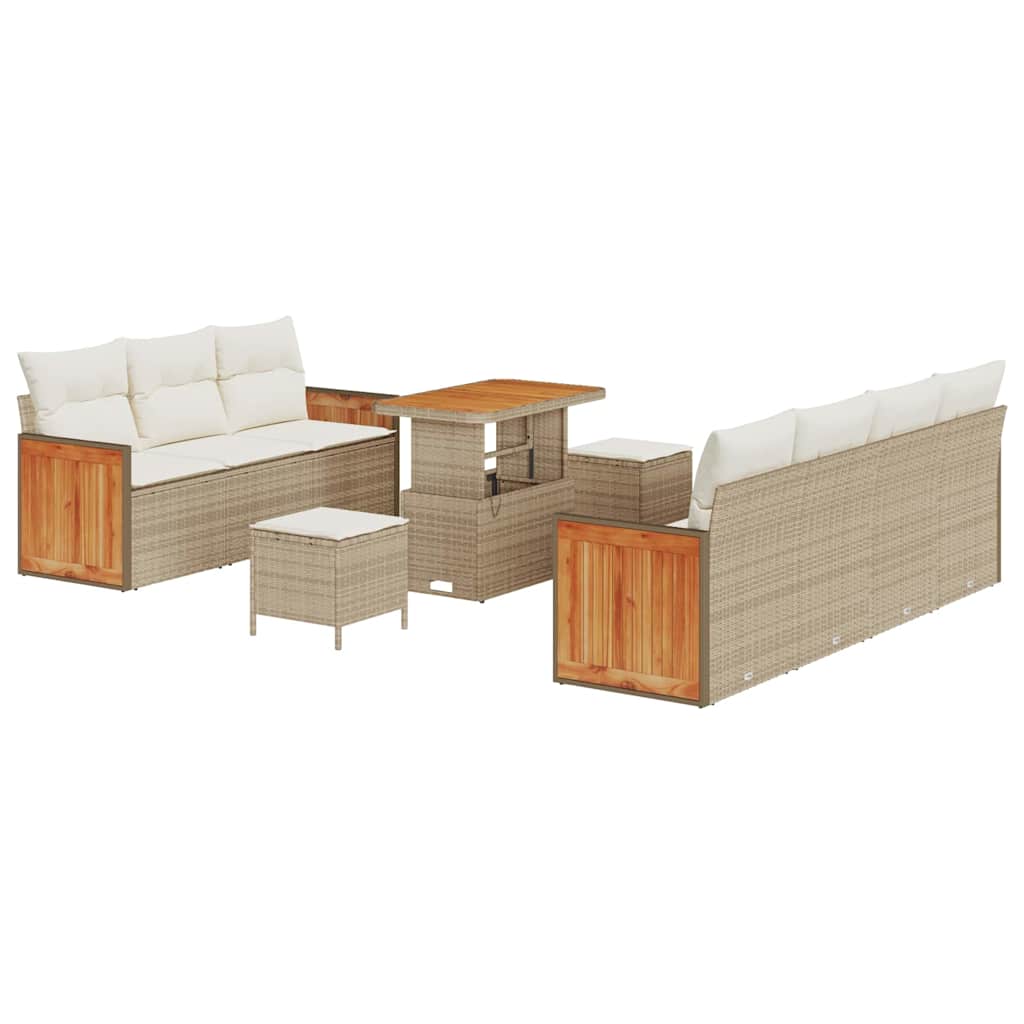 Set Divano da Giardino 13 pcs Beige e Crema polyrattan