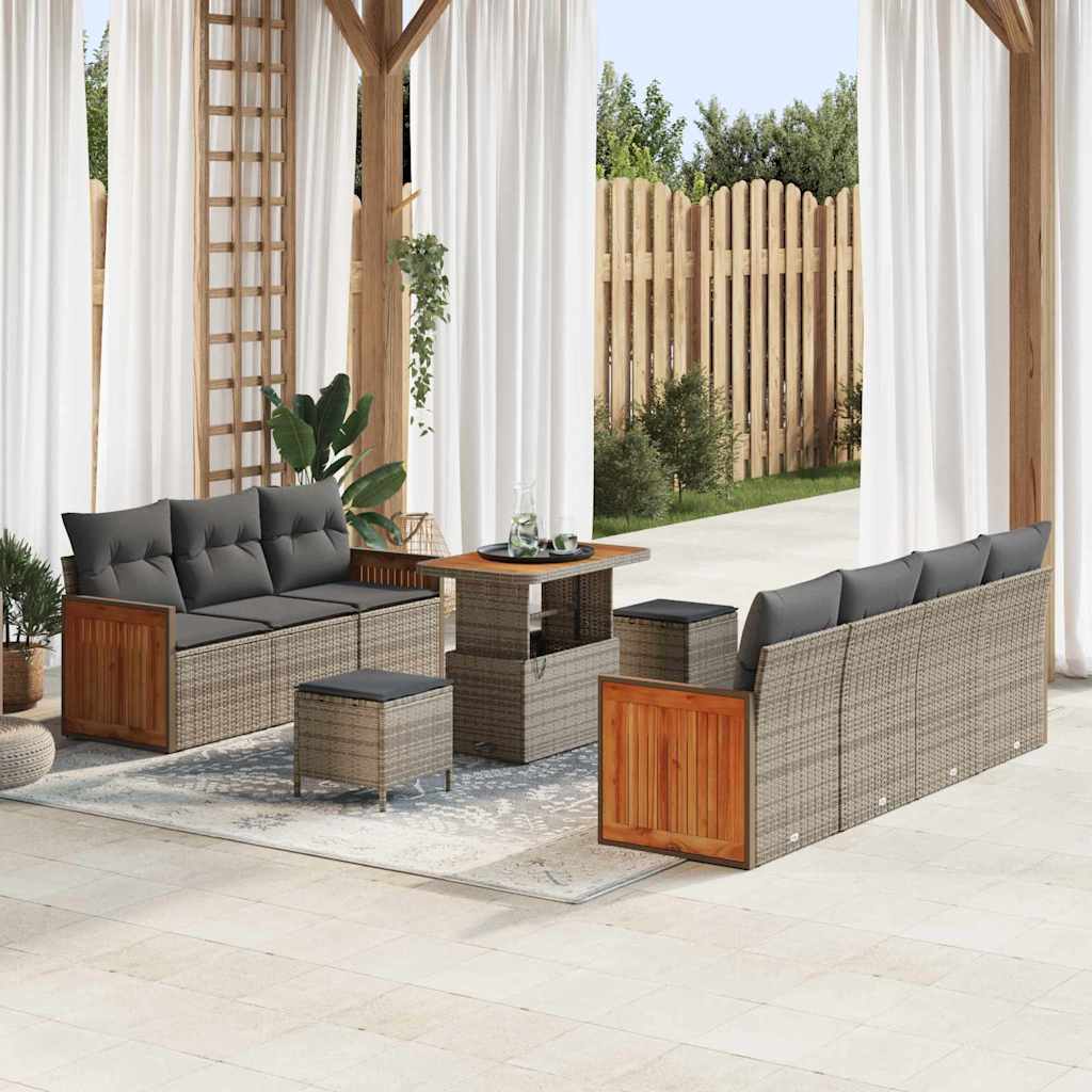 Set Divano da Giardino con cuscino 13 pcs Grigio polyrattan