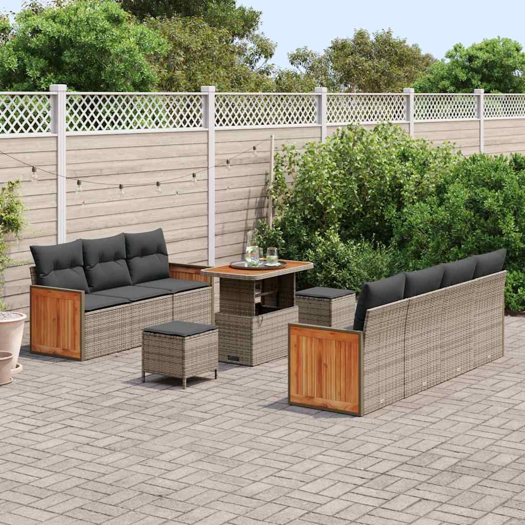 Set Divano da Giardino con cuscino 13 pcs Grigio polyrattan