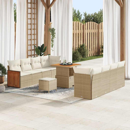 Set Divano da Giardino 12 pcs Beige e Crema polyrattan