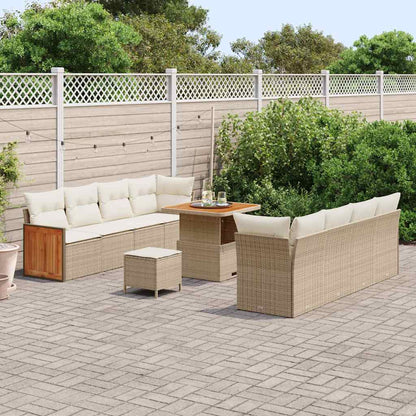 Set Divano da Giardino 12 pcs Beige e Crema polyrattan