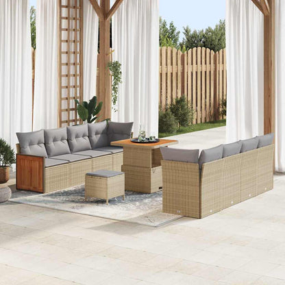 Set Divano da Giardino 12 pcs Beige e Grigio Chiaro polyrattan