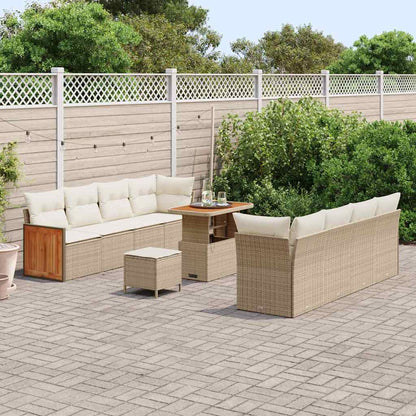 Set Divano da Giardino 12 pcs Beige e Crema polyrattan