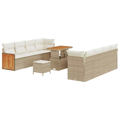 Set Divano da Giardino 12 pcs Beige e Crema polyrattan