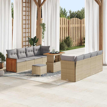 Set Divano da Giardino 12 pcs Beige e Grigio Chiaro polyrattan