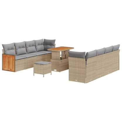 Set Divano da Giardino 12 pcs Beige e Grigio Chiaro polyrattan