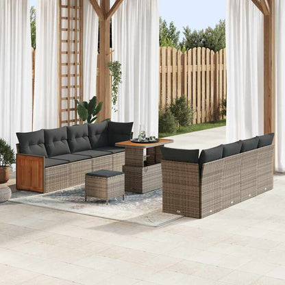 Set Divano da Giardino con cuscino 12 pcs Grigio polyrattan