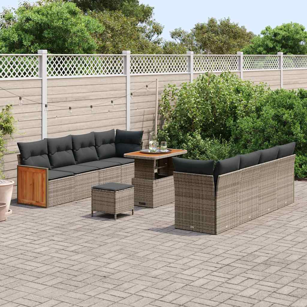 Set Divano da Giardino con cuscino 12 pcs Grigio polyrattan