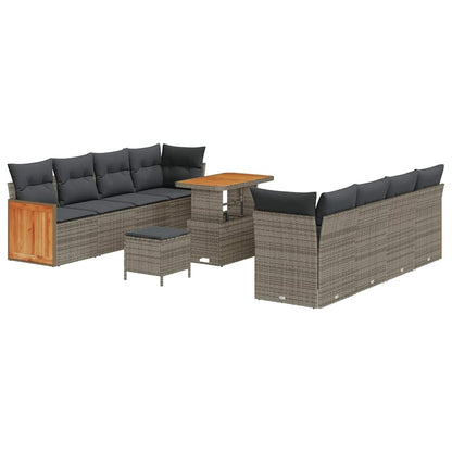 Set Divano da Giardino con cuscino 12 pcs Grigio polyrattan