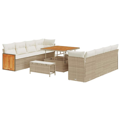 Set Divano da Giardino 12 pcs Beige e Crema polyrattan