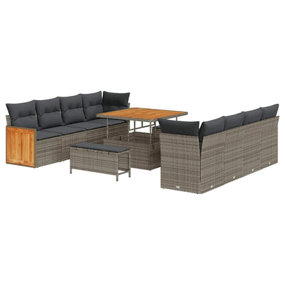 Set Divano da Giardino con cuscino 12 pcs Grigio polyrattan