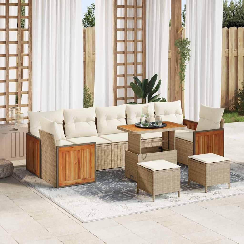 Set Divano da Giardino 13 pcs Beige e Crema polyrattan