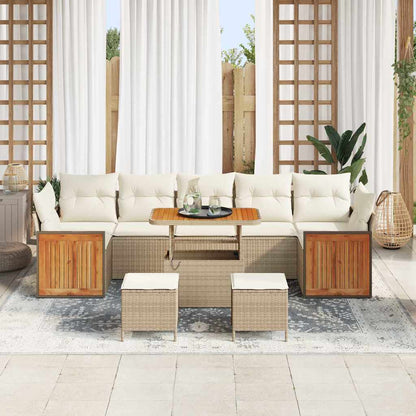 Set Divano da Giardino 13 pcs Beige e Crema polyrattan