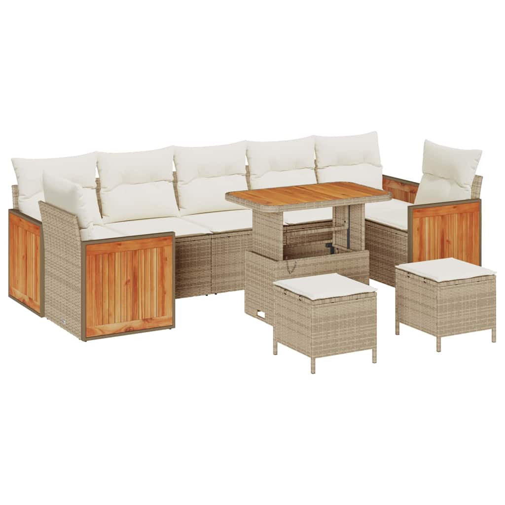 Set Divano da Giardino 13 pcs Beige e Crema polyrattan